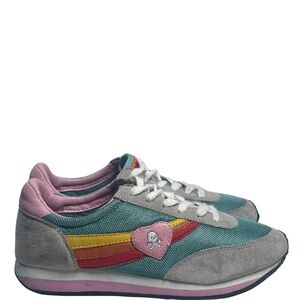 Rocket Dog Teal and Pink Sneakers with Heart Detail